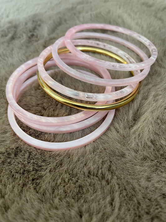 Bracelet jonc or et rose